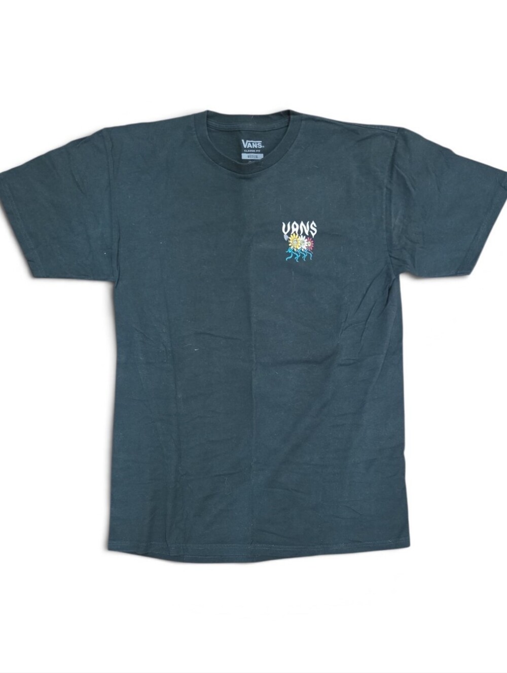 Vans Green Short-Sleeve Tee with Colorful Chest Graphic Size Medium